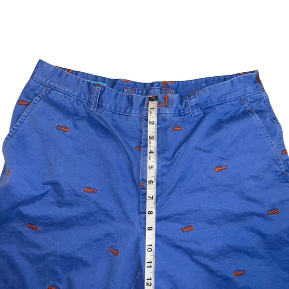 J McLaughlin Shorts Men 34 Blue Beachy Embroidered Fish Skeleton Preppy Chinos - Picture 4 of 14